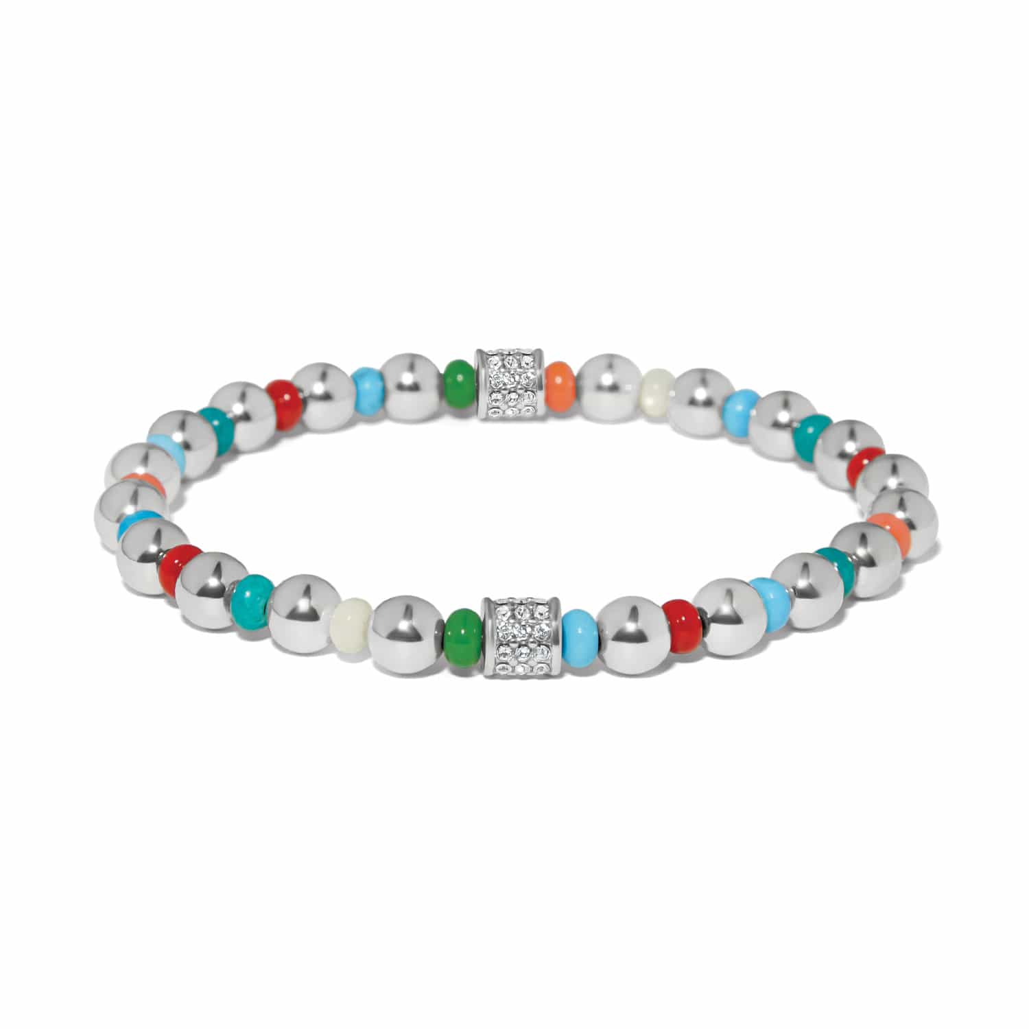 Brighton Meridian Petite stretch bracelet with silver beads and multicolored enamel accents