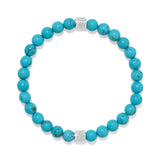 Brighton Meridian Petite turquoise beaded stretch bracelet with silver crystal accent beads