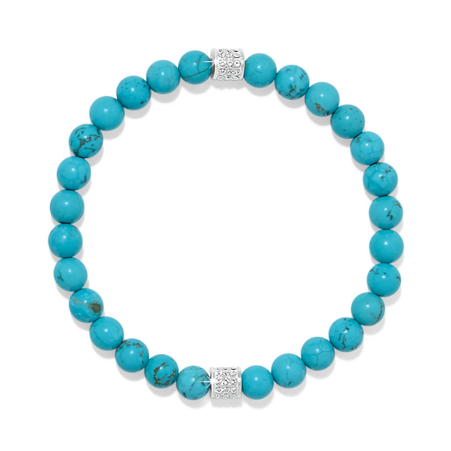 Brighton Meridian Petite turquoise beaded stretch bracelet with silver crystal accent beads