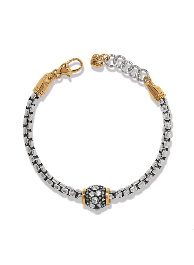 Brighton Meridian Solis Hem Bracelet with silver box chain and crystal pavé bead