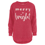 Merry + Bright Sweatshirt in red at ooh la la! in Grapevine TX 76051