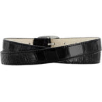 Brighton reversible belt in black crocodile pattern leather with cream interior lining