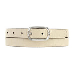 Brighton Mingle reversible belt in cream leather with ornate silver buckle