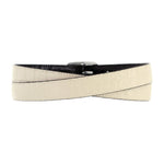 Brighton Mingle reversible belt in black and cream leather with silver buckle