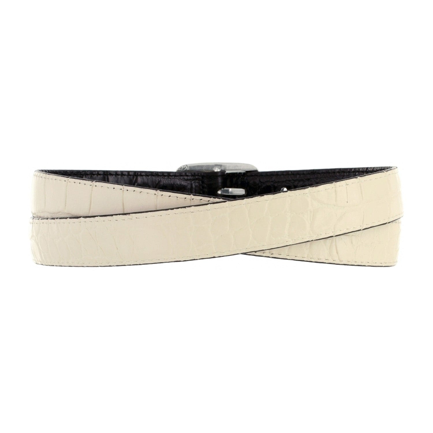 Brighton Mingle reversible belt in black and cream leather with silver buckle