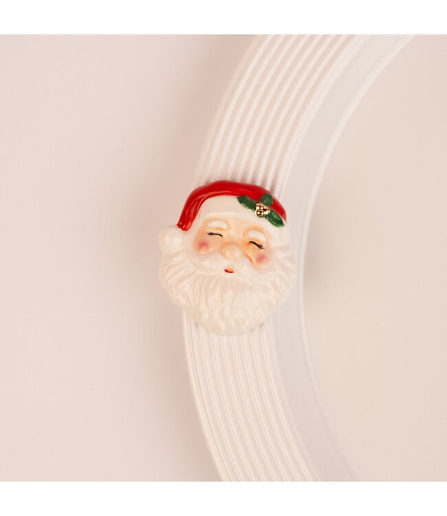 Nora Fleming Jolly Old Soul Santa mini figurine with red hat and white beard on platter