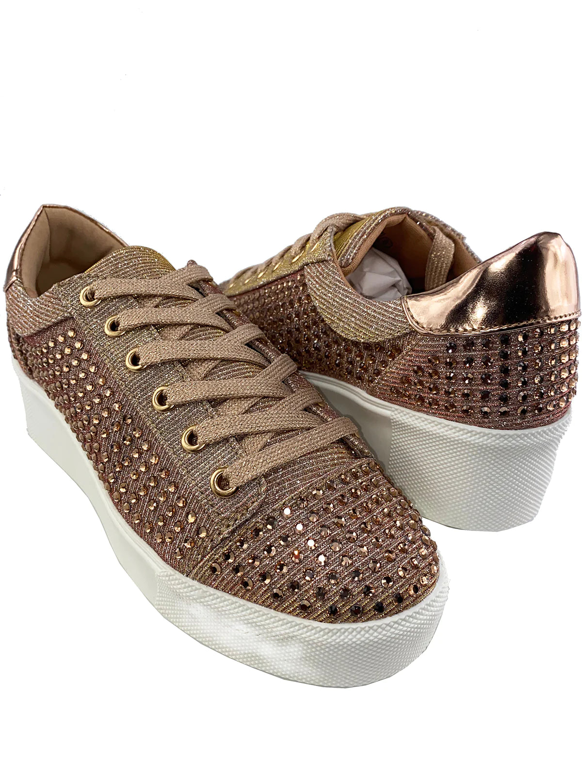 Diva Sparkly Sneakers in Rose Gold - ooh la la!