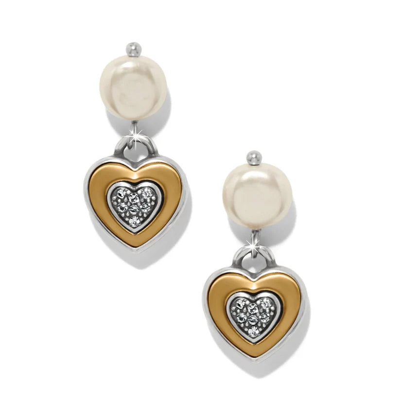 Brighton One Heart Pearl Post Drop Earrings at ooh la la in Grapevine TX 76051