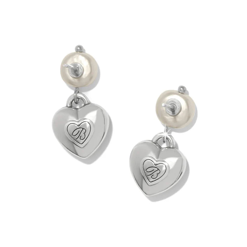 Brighton One Heart Pearl Post Drop Earrings at ooh la la in Grapevine TX 76051