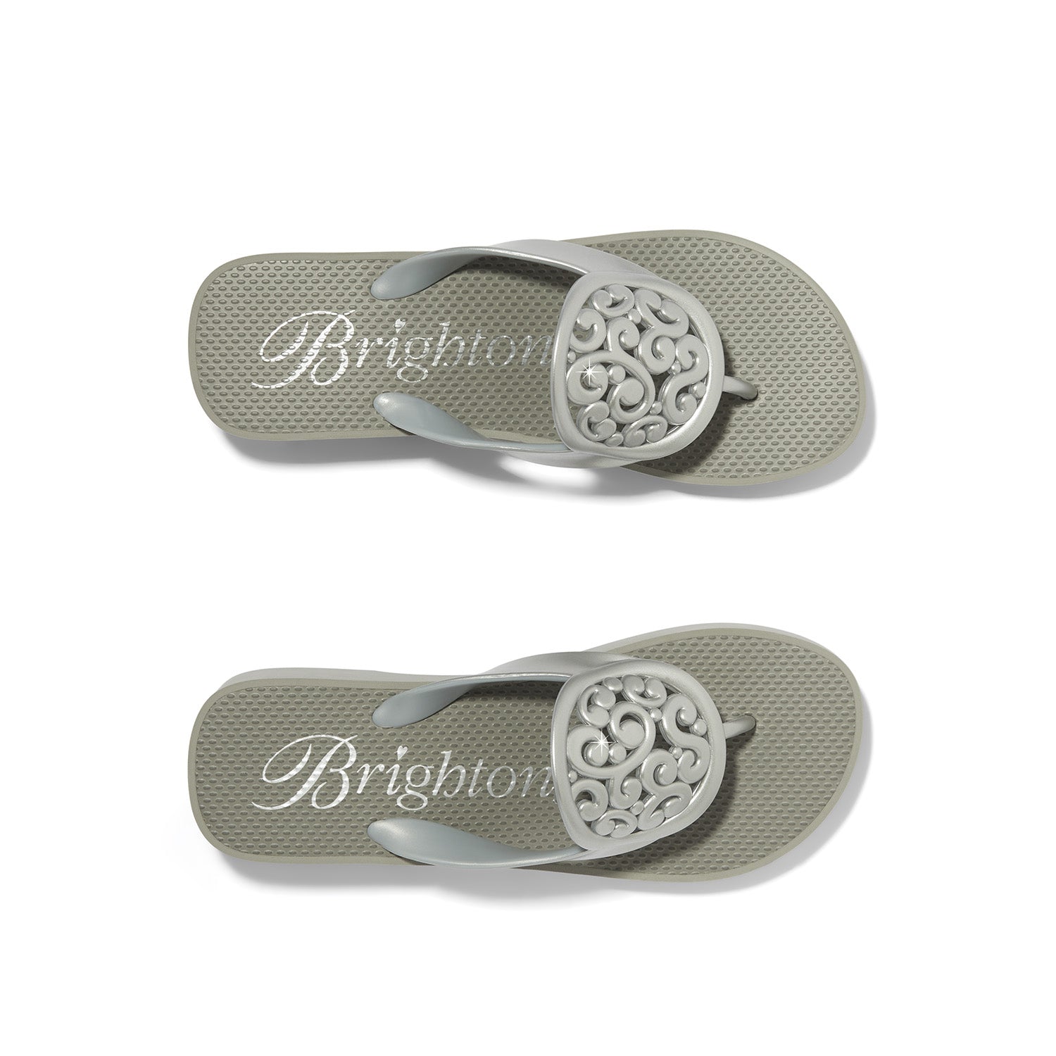 Brighton Artful sandals, silver platform flip flops, Contempo wedge thong, women’s designer sandals, silver plated flip flops, luxury beach footwear, Brighton Contempo collection, comfortable wedge sandals. at ooh la la! in Grapevine TX 76051