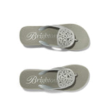 Brighton Artful sandals, silver platform flip flops, Contempo wedge thong, women’s designer sandals, silver plated flip flops, luxury beach footwear, Brighton Contempo collection, comfortable wedge sandals. at ooh la la! in Grapevine TX 76051