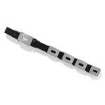 Brighton Copper Canyon Concho Belt with silver engraved square conchos on black leather strap at ooh la la! in Grapevine TX 76051