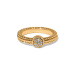 Brighton Illumina Celeste gold dome ring with diamonds and rope-textured band