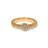 Brighton Illumina Celeste gold dome ring with diamonds and rope-textured band