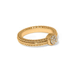 Brighton Illumina Celeste gold dome ring with pavé crystals and rope texture band