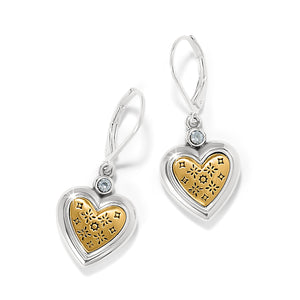 Brighton Mosaic Heart Two Tone Leverback Earrings at ooh la la! in Grapevine TX 76051