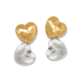 Trianon Heart Small Two Tone Post Drop Earrings