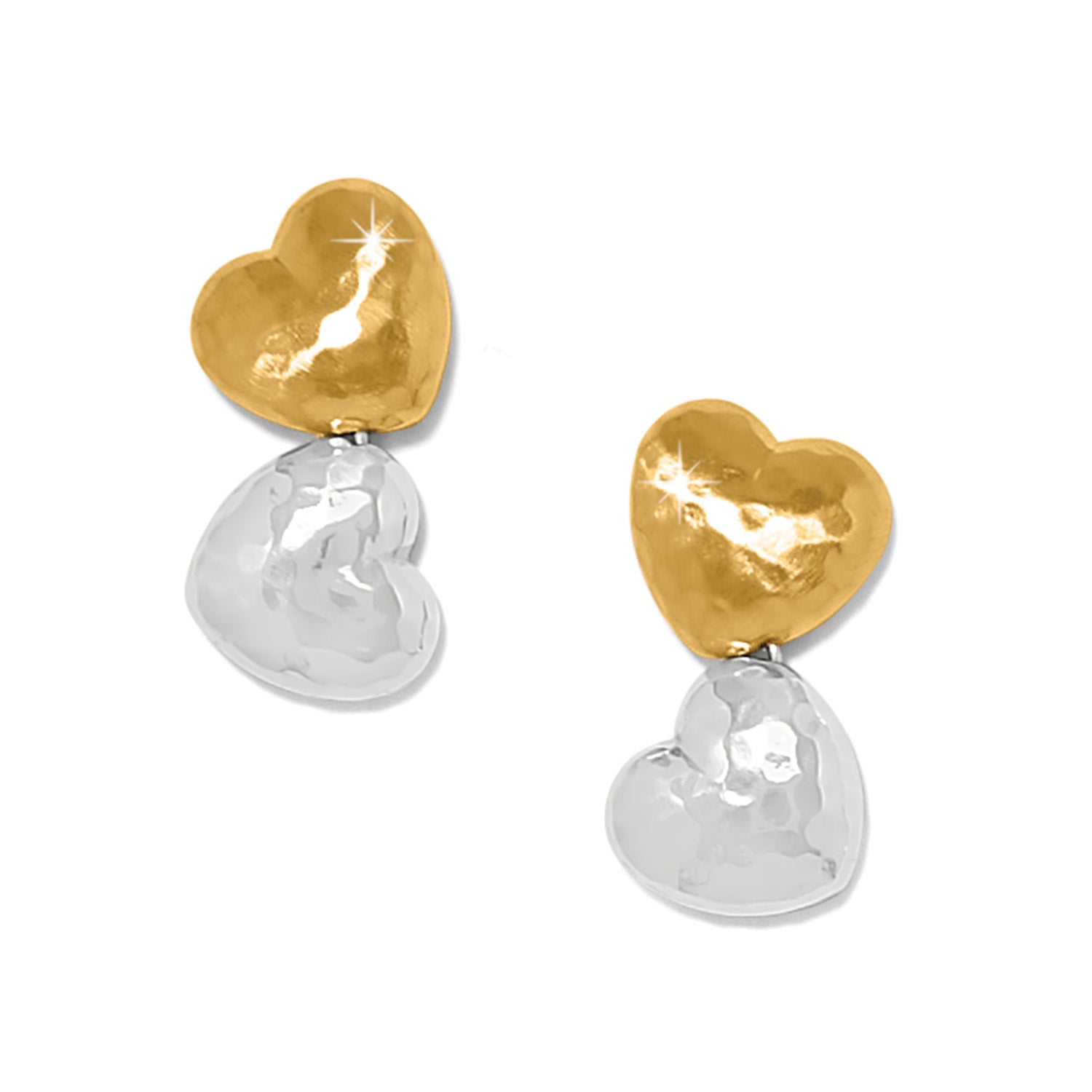 Trianon Heart Small Two Tone Post Drop Earrings