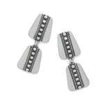 Brighton Pretty Tough Geo Post Drop earrings in silver with studded dark stripe detailing