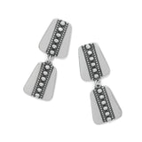 Brighton Pretty Tough Geo Post Drop earrings in silver with studded dark stripe detailing