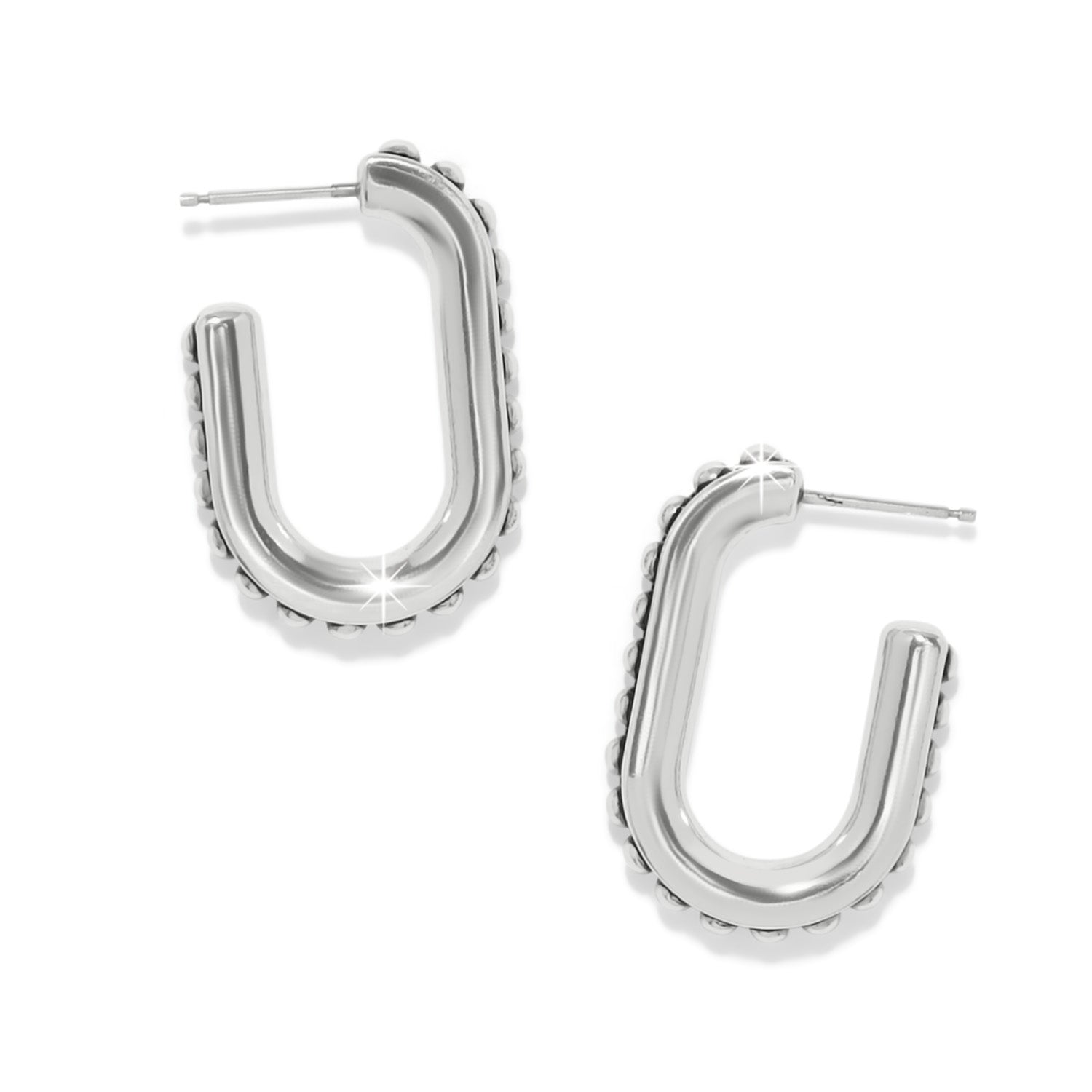 Brighton Jewelry, Silver Hoop Earrings, Pretty Tough Collection, Studded Link Earrings, Designer Silver Hoops, Edgy Fashion Jewelry, Women's Statement Earrings. at ooh la la! in Grapevine TX 76051