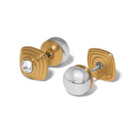 Brighton Earrings, Meridian Etage II, Square Post Earrings, Brighton Jewelry, Women Earrings, Designer Earrings, 2 Tone Post Earrings at ooh la la! in Grapevine TX 76051