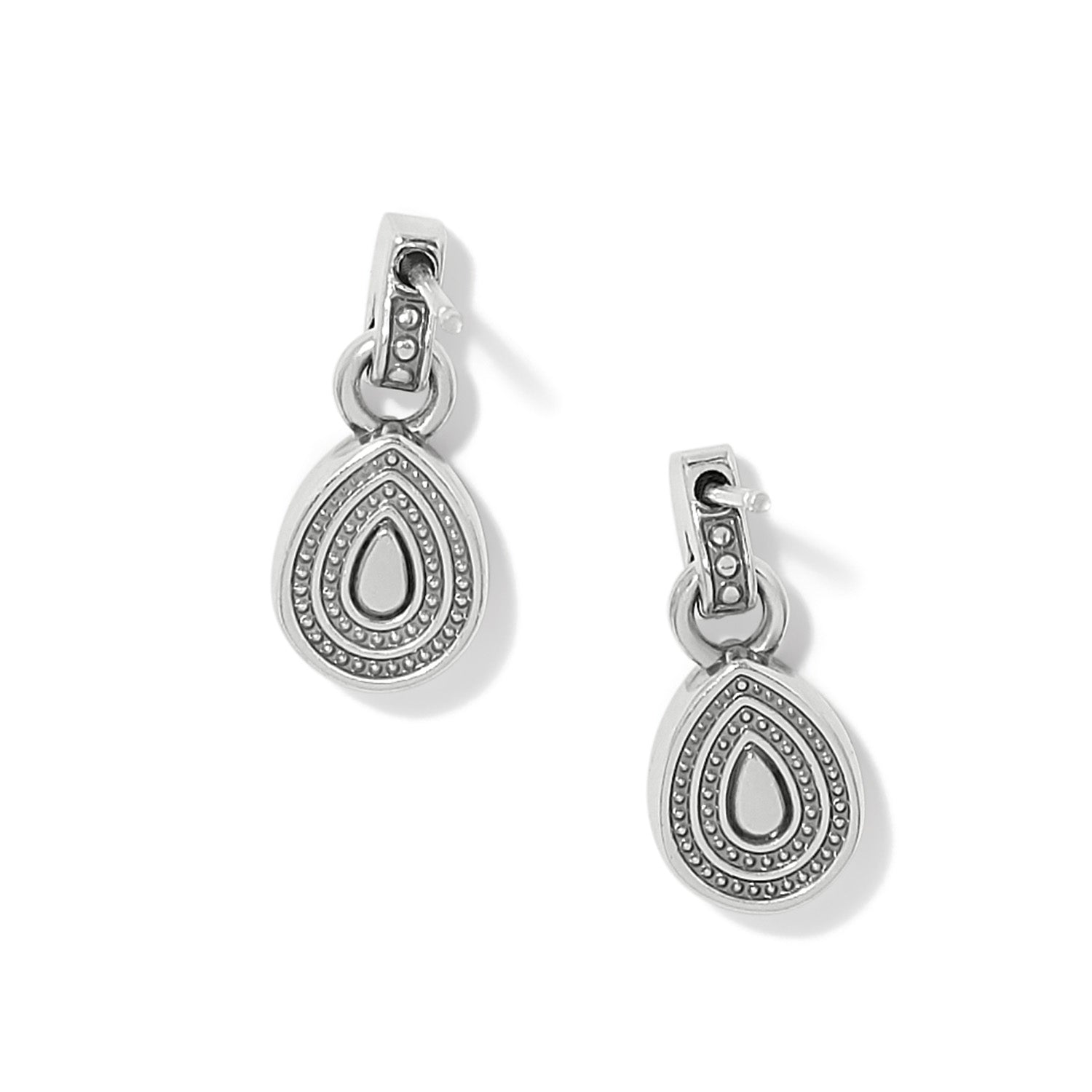 Brighton Halo Gemma Petite Teardrop Post Drop Earrings in silver with navy blue enamel and crystal
