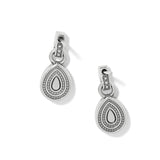 Brighton Halo Gemma Petite Teardrop Post Drop Earrings in silver with navy blue enamel and crystal
