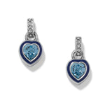 Brighton Halo Gemma Petite Heart Aqua drop earrings with navy enamel and crystal accents