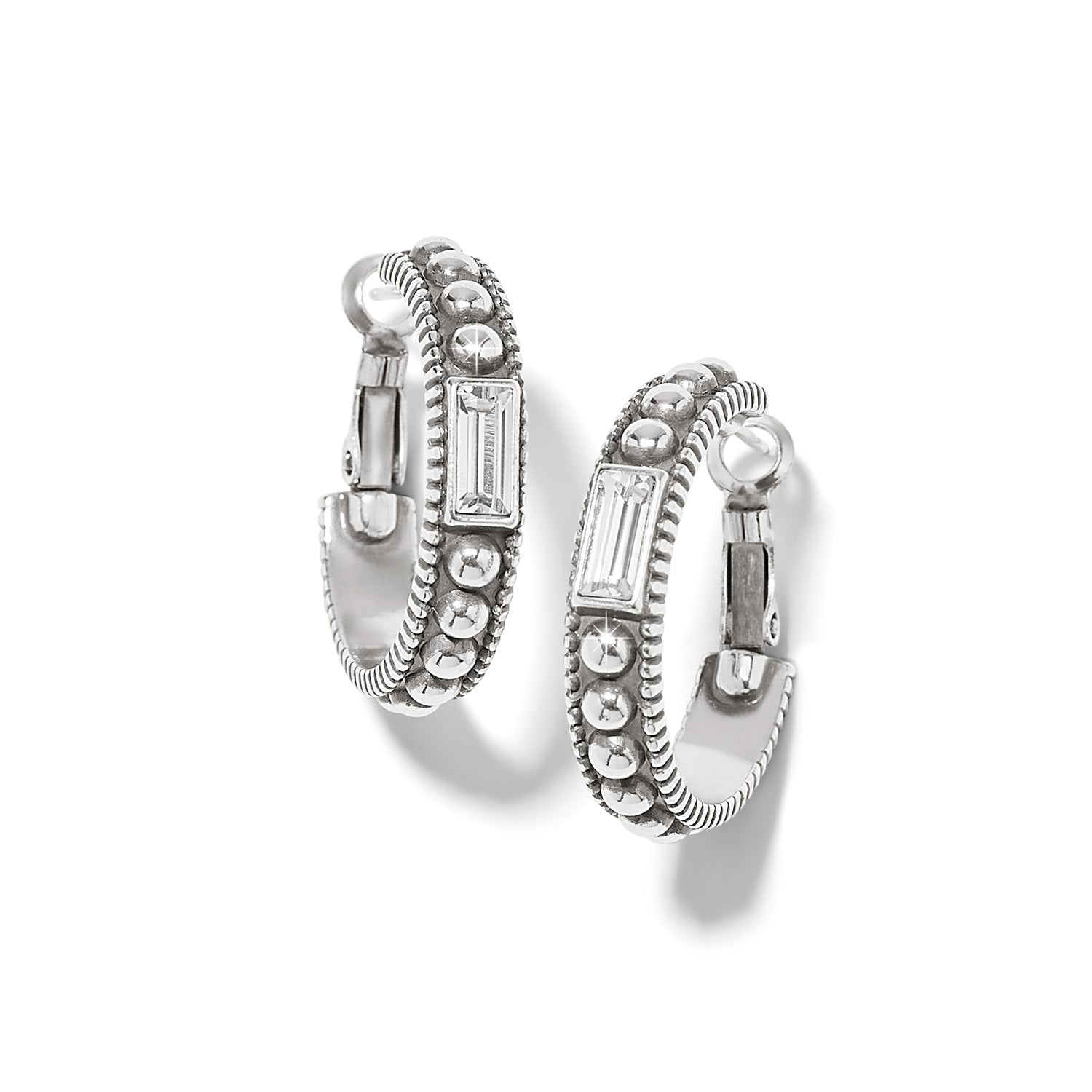 Brighton Pretty Tough Gem Hoop Earrings in Silver at ooh la la! in Grapevine TX 76051