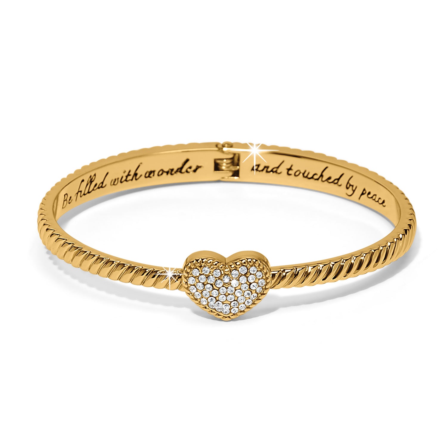 Brighton Celestia Heart Gold Hinged Bangle at ooh la la! in Grapevine TX 76051