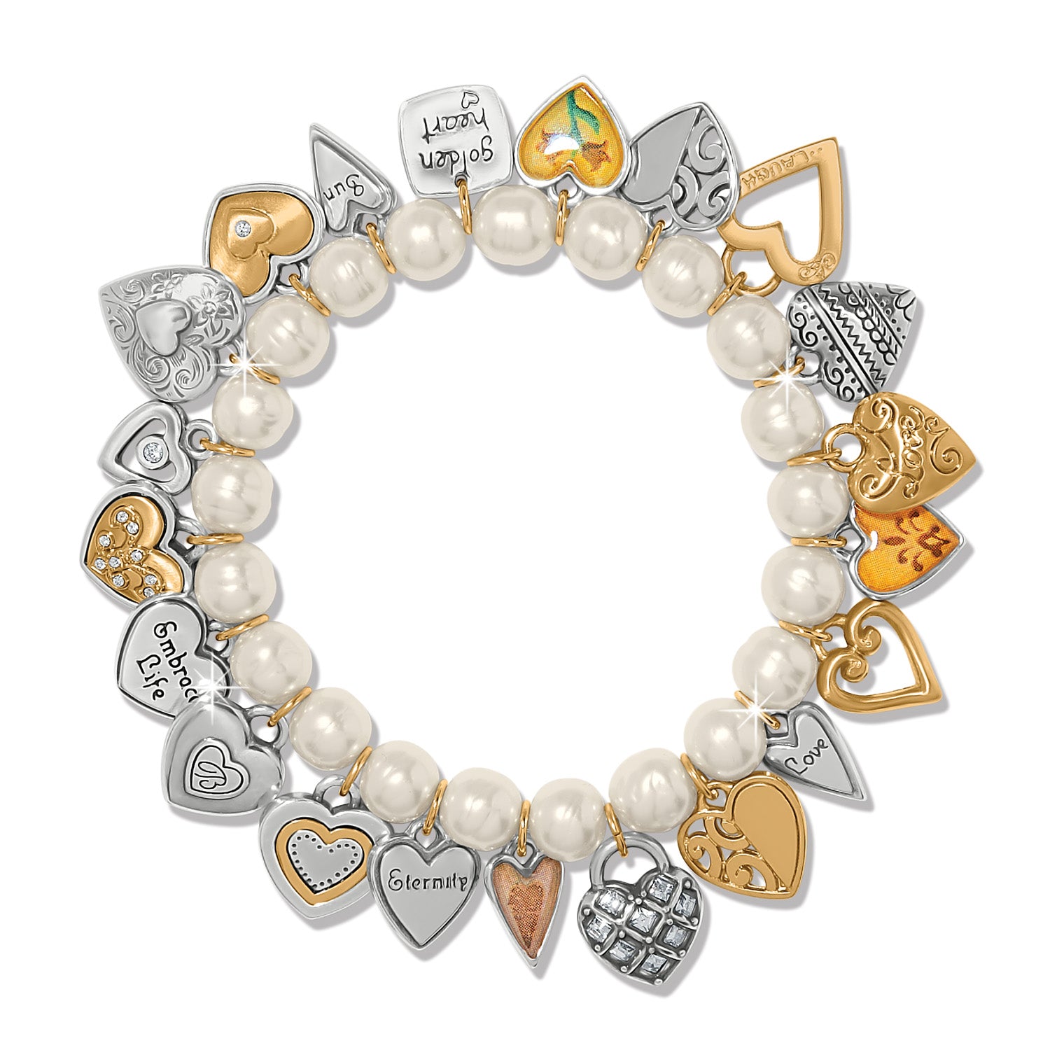 Brighton One Heart Pearl Stretch Bracelet at ooh la la in Grapevine TX 76051