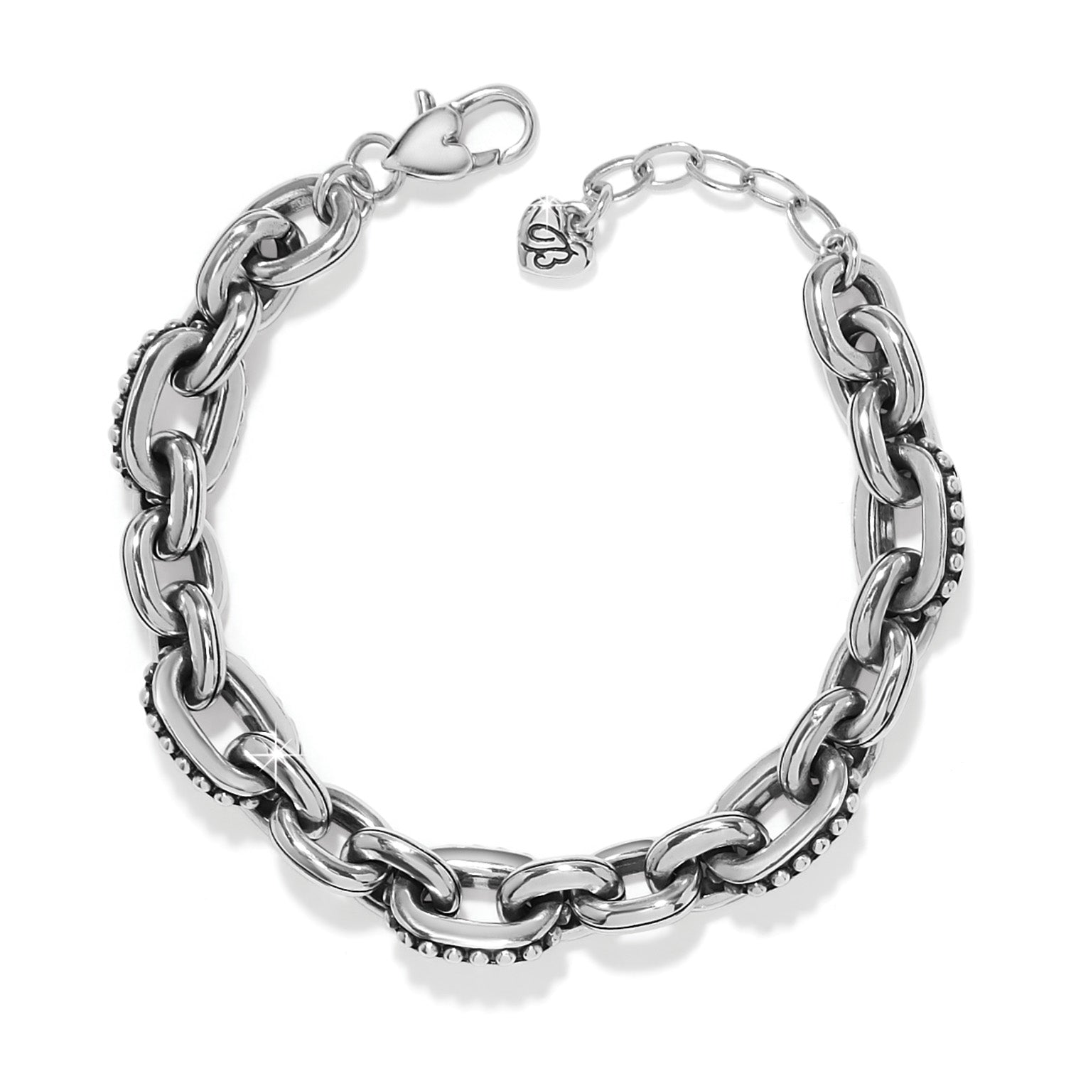 Brighton jewelry, Pretty Tough collection, silver link bracelet, women's adjustable bracelet, chunky silver bracelet, designer link jewelry, silver plated bracelet, JF0448, studded link bracelet. at ooh la la in Grapevine TX 76051