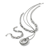 Brighton jewelry, Pretty Tough collection, silver link necklace, JM0212, adjustable silver necklace, women's designer chain, silver plated jewelry, edgy statement necklace. at ooh la la! in Grapevine TX 76051