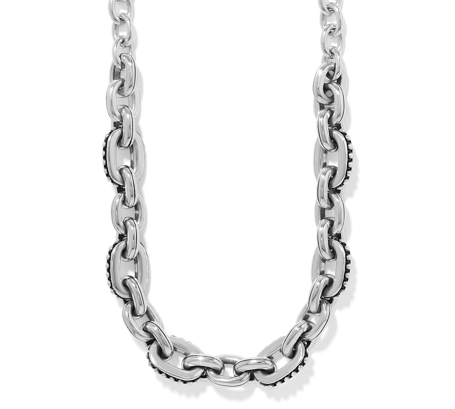 Brighton jewelry, Pretty Tough collection, silver link necklace, JM0212, adjustable silver necklace, women's designer chain, silver plated jewelry, edgy statement necklace. at ooh la la! in Grapevine TX 76051