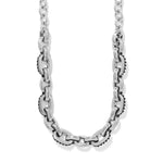 Brighton jewelry, Pretty Tough collection, silver link necklace, JM0212, adjustable silver necklace, women's designer chain, silver plated jewelry, edgy statement necklace. at ooh la la! in Grapevine TX 76051