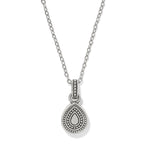 Brighton Halo Gemma Petite Teardrop Necklace with navy enamel and clear crystal pendant on silver chain