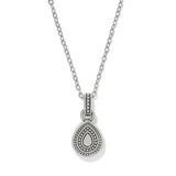 Brighton Halo Gemma Petite Teardrop Necklace with navy enamel and clear crystal pendant on silver chain