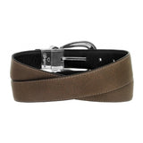 Brighton Really Tough Reversible Belt in brown and black leather with silver buckle
