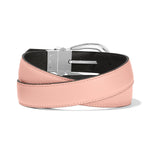 Brighton reversible leather belt in pink and black with silver buckle