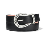 Brighton Really Tough Reversible Belt in black with studded silver buckle and pink interior