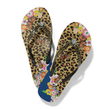 Brighton flip flops, leopard print sandals, butterfly beach shoes, designer flip flops with pouch, women's summer footwear, floral leopard sandals, luxury rubber flip flops. at ooh la la! in Grapevine TX 76051