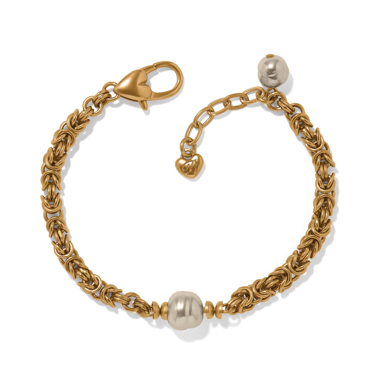 Brighton Trust Your Journey Pearl Chain Bracelet in gold with cream pearl beads