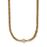 Brighton Trust Your Journey Pearl Chain Short Necklace with gold Byzantine chain and single pearl