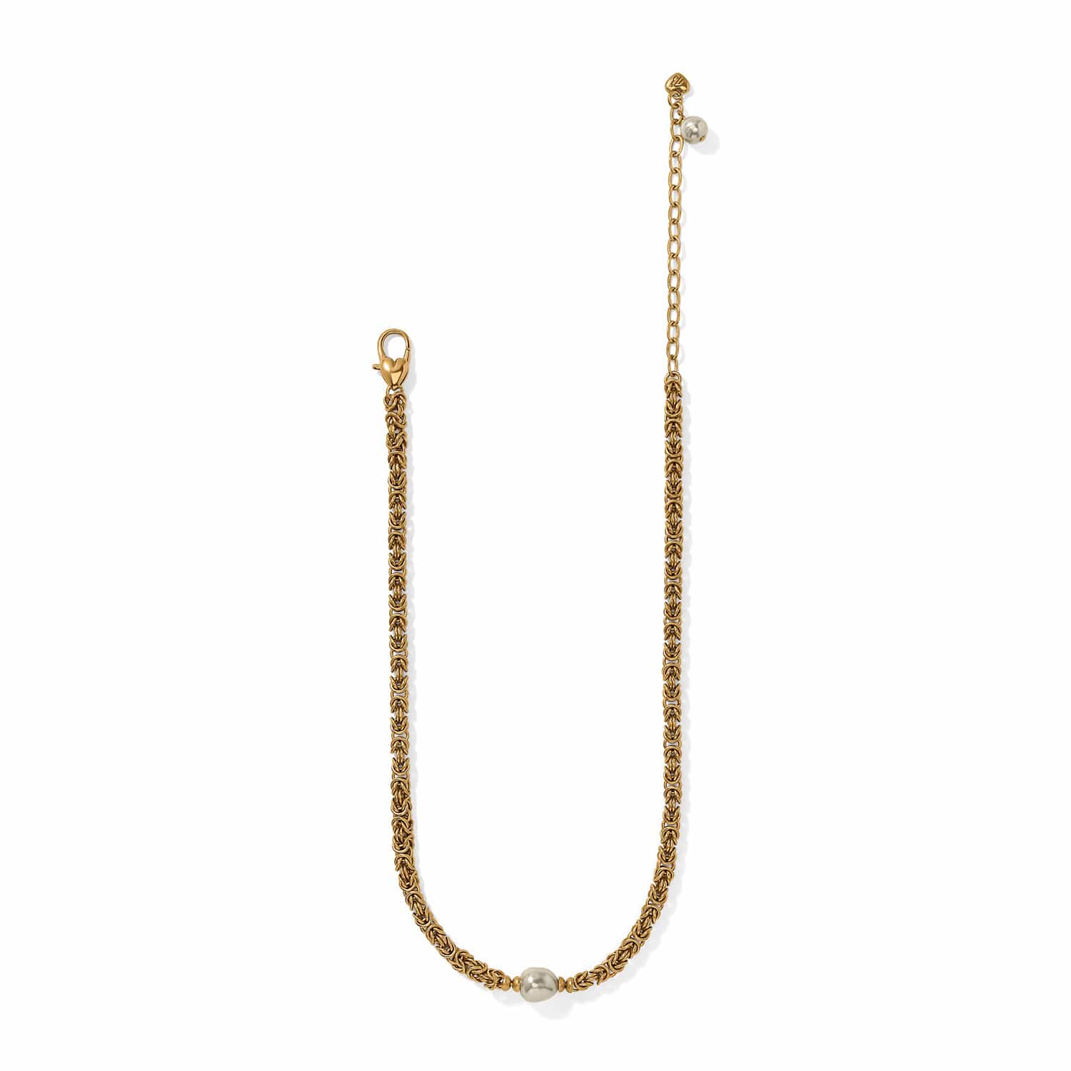 Brighton Trust Your Journey gold Byzantine chain short necklace with single pearl accent