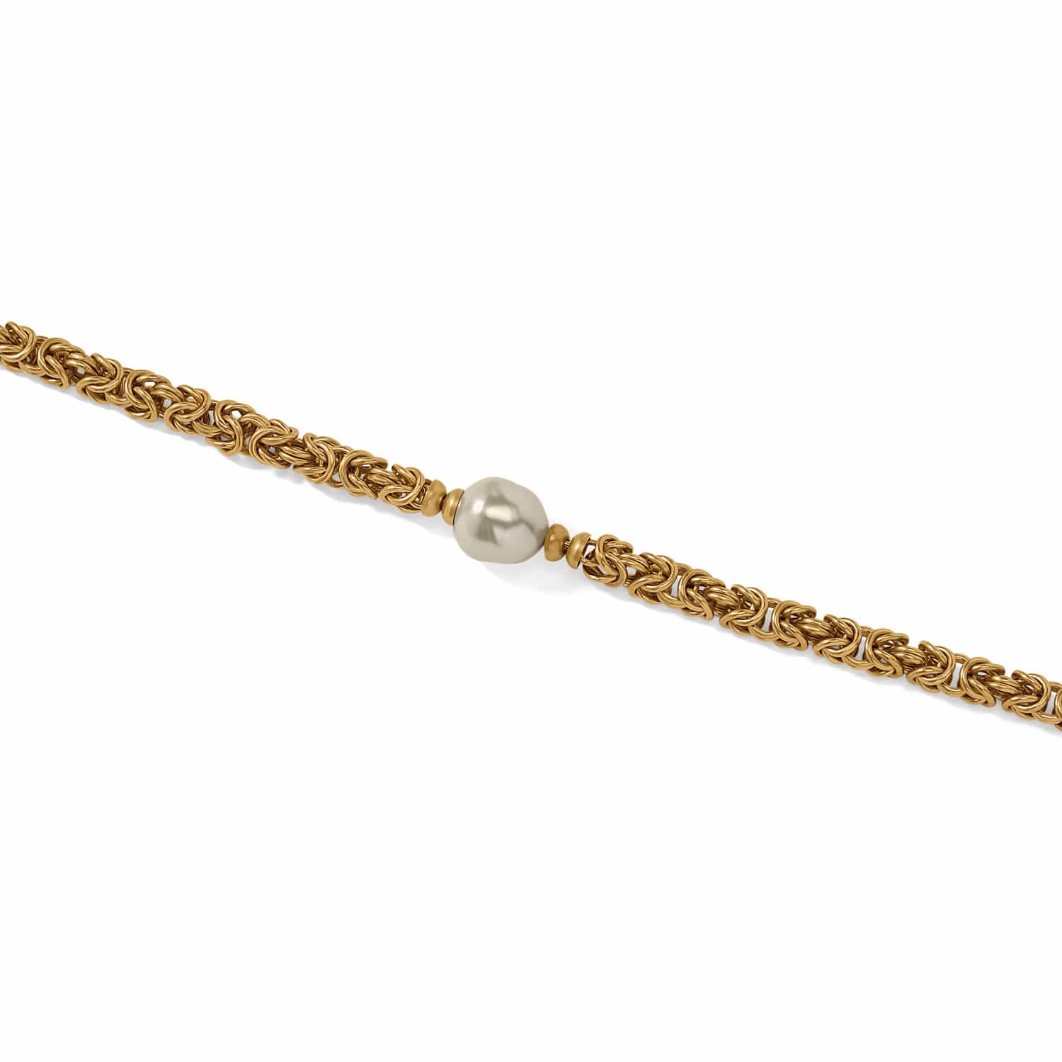 Brighton Trust Your Journey gold Byzantine chain necklace with single baroque pearl centerpiece