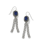 Brighton Twinkle Luxe Tassel Blue French Wire Earrings with silver chainmail tassels and blue crystal
