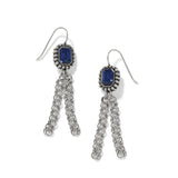 Brighton Twinkle Luxe Tassel Blue French Wire Earrings with silver chainmail tassels and blue crystal