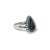 Brighton Twinkle Luxe Teardrop Blue Ring with navy gemstone and silver beaded halo