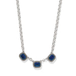 Brighton Twinkle Luxe Trio Blue Necklace with three navy blue emerald-cut crystals on silver chain